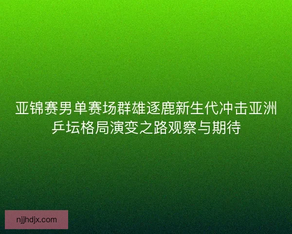 亚锦赛男单赛场群雄逐鹿新生代冲击亚洲乒坛格局演变之路观察与期待