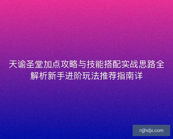 天谕圣堂加点攻略与技能搭配实战思路全解析新手进阶玩法推荐指南详